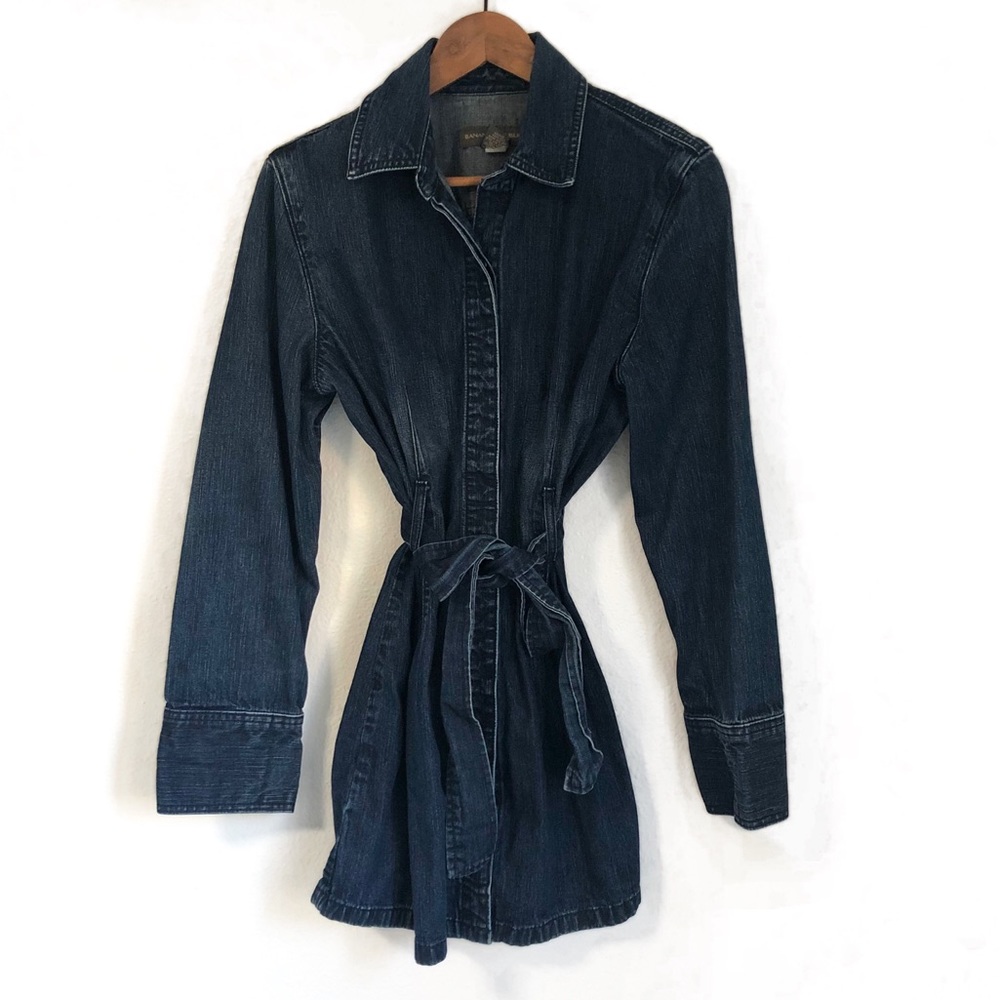 Banana Republic Dark Denim Long Sleeve Shirt Dress